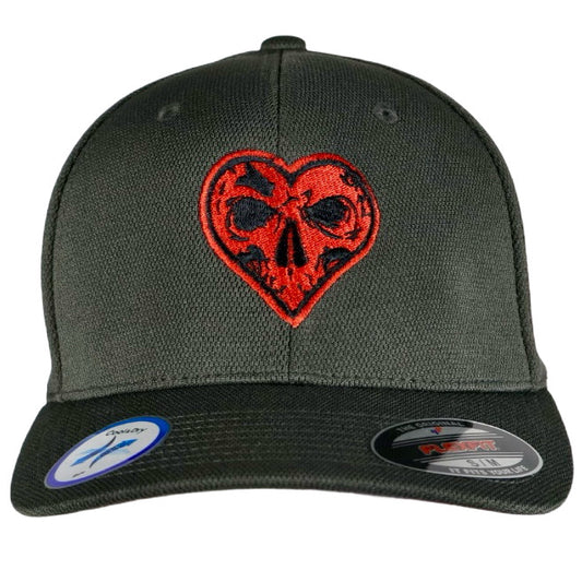 LIMITED EDITION! Flexfit Black or Charcoal "Never Fade" Heart Skull
