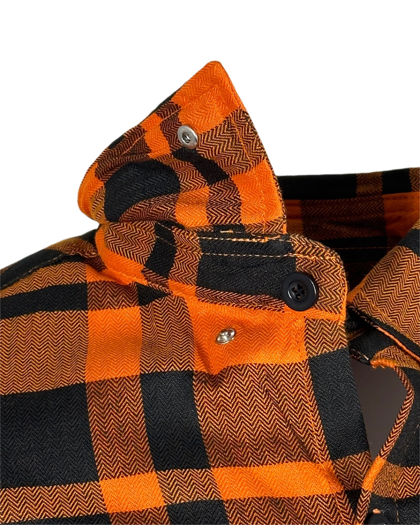 NEW!  Orange & Black Embroidered Flannel 2.0 (Hidden Snap Collars)