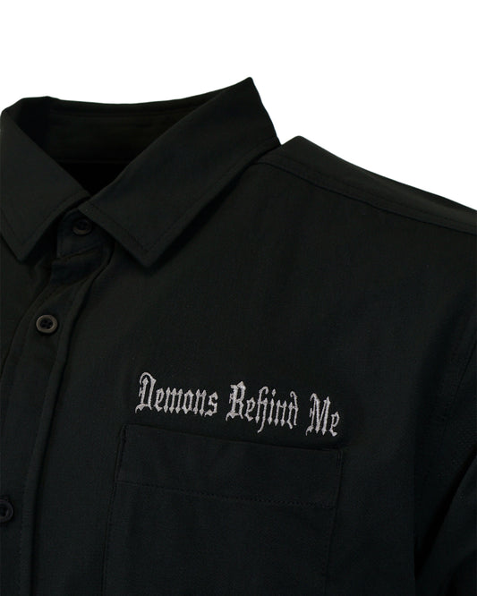 Micro-Perforated, Stretch Embroidered Button-Up
