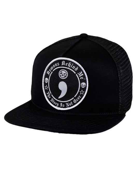 Black Classic Trucker Semicolon Patch Hat