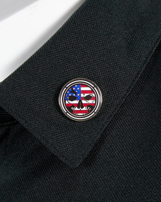 Patriotic Circle Skull Enamel Pin