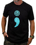 Man wearing black Semicolon 2.0 suicide prevention T-shirt, front view