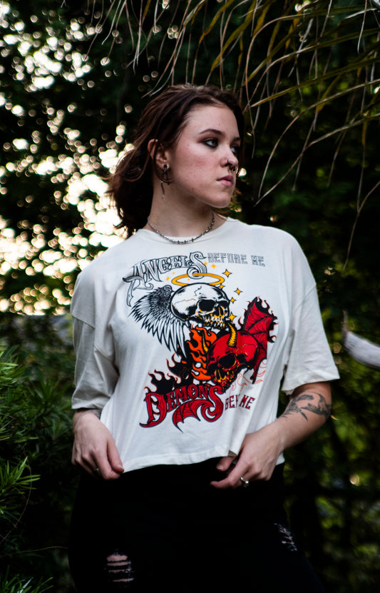 "Angels & Demons" Women’s Jersey Crop Tee