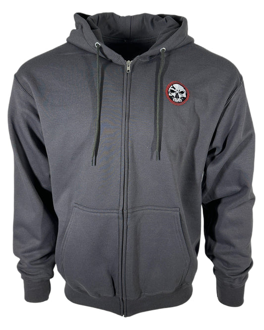 Unisex Red Ring Logo Charcoal Zip-Up Hoodie