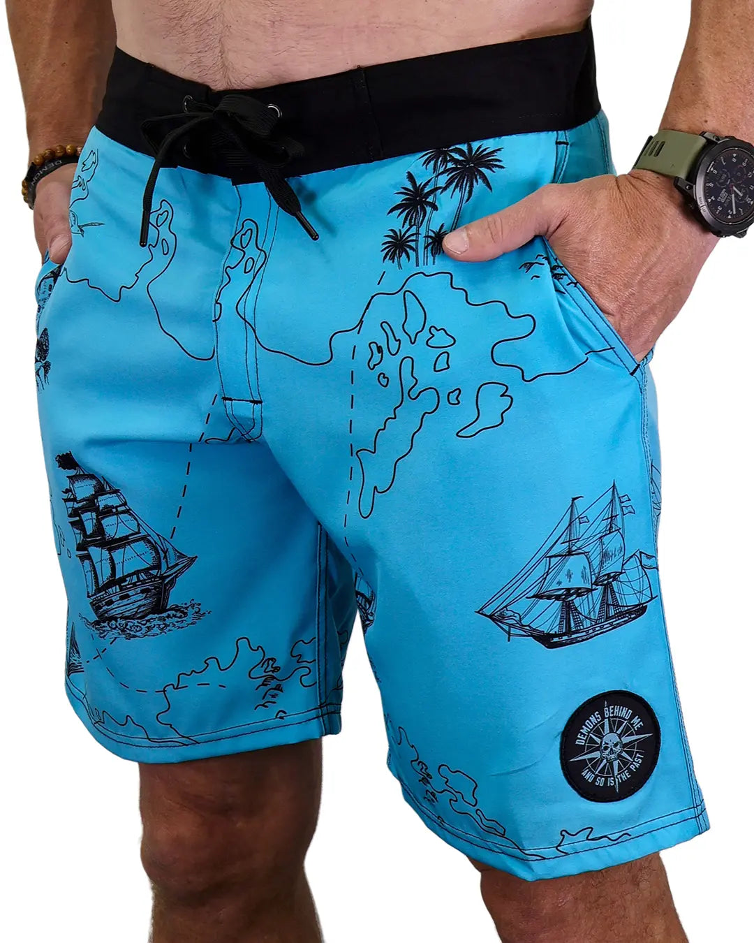 Nautical Compass Premium 4-Way Stretch Board Short
