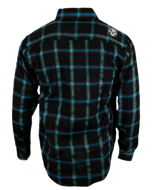 NEW! Blue & Black Embroidered Flannel 2.0 (Hidden Snap Collars)