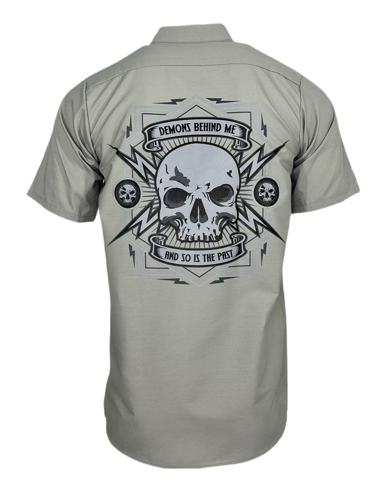 NEW! Men's Warm Gray Embroidered Electric Head Shop Shirt