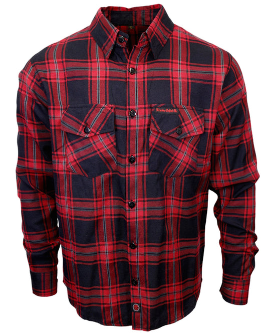 Red and black plaid shirt on a white background