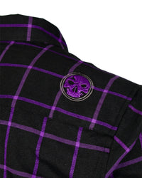 The "Raven" Black & Purple Flannel (Hidden Snap Collars)