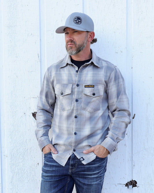 CLOSEOUT The "Storm" Grey & Gold Flannel (Hidden Snap Collars)