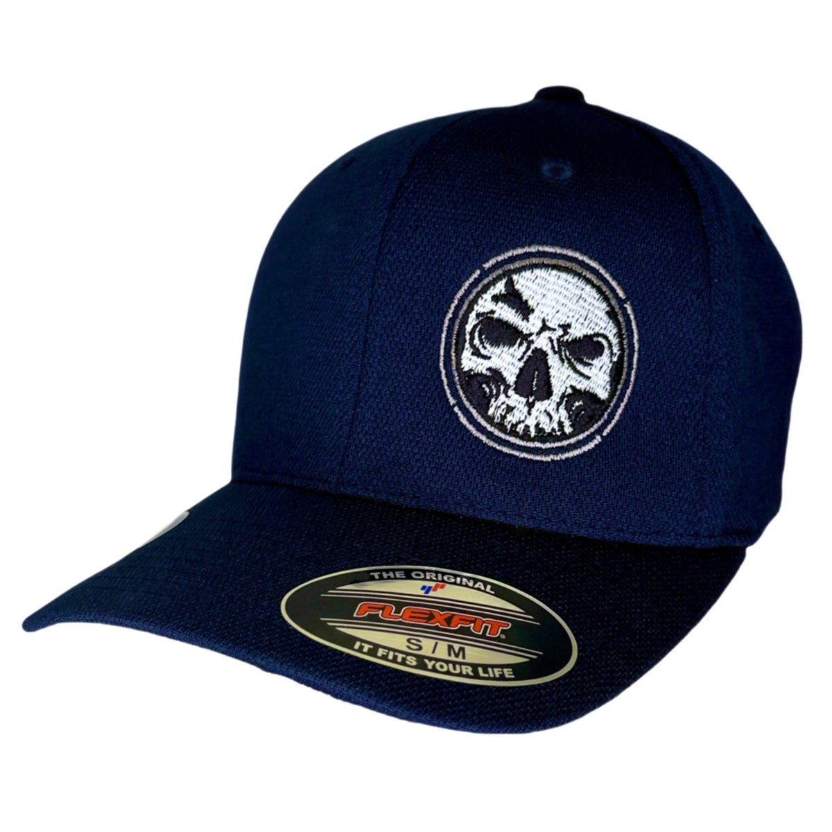 CLOSEOUT - Flexfit "Never Fade" Navy Blue Hat - White Skull