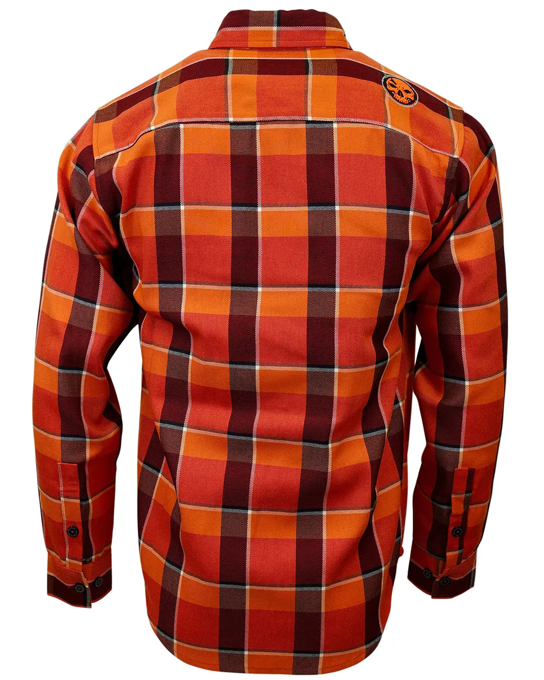 Men’s “Harvest” 2.0 orange plaid premium flannel – back view