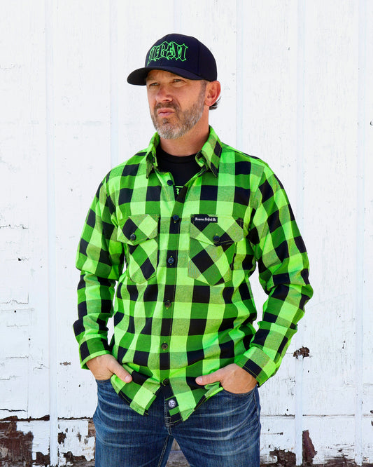 The "Incredible H" Green & Black Flannel (Hidden Snap Collars)