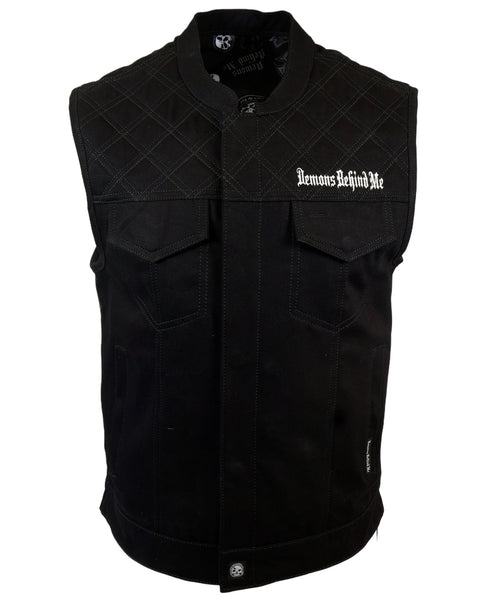 Premium Black Denim Gun Pocket Riding Vest – Demons Behind