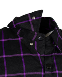 The "Raven" Black & Purple Flannel (Hidden Snap Collars)