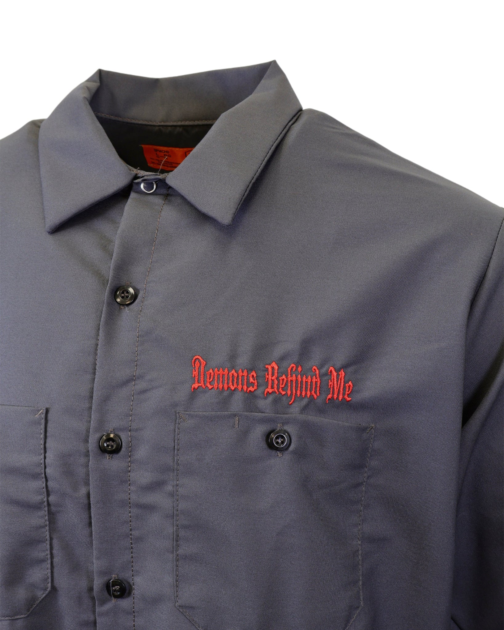 Men's Long Sleeve Charcoal Embroidered Shop Shirt