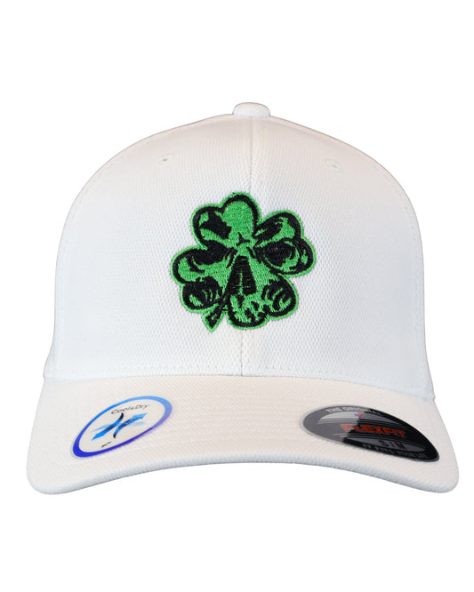 LIMITED EDITION FEBRUARY! White Flexfit "Never Fade" Green Center Clover
