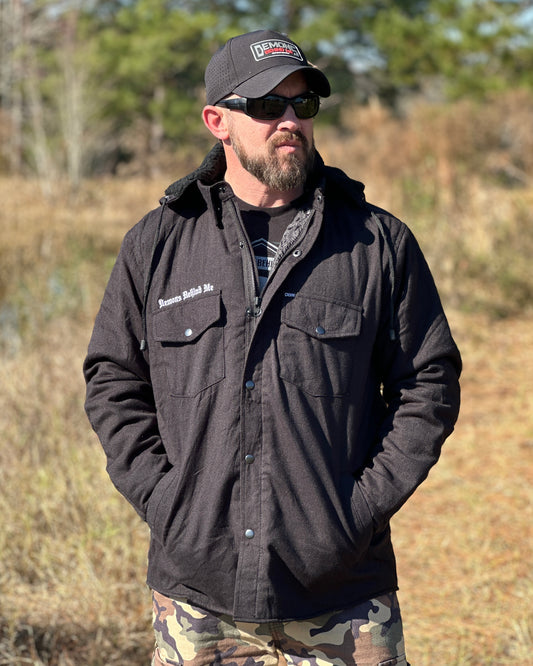 NEW! Insulated Black Embroidered Jacket (Removable Hood)