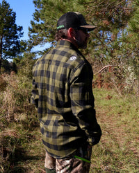 The "Tank" Military Green & Black Flannel (Hidden Snap Collars)