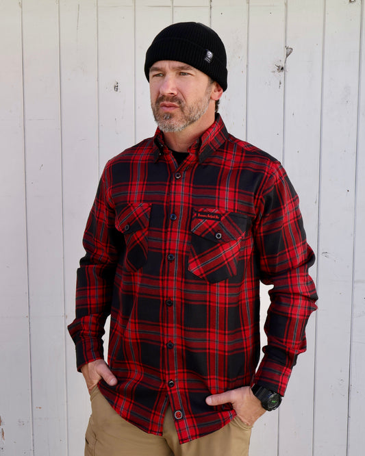 The NEW "Nightmare Before X-Mas" Red & Black Flannel (Hidden Snap Collar)