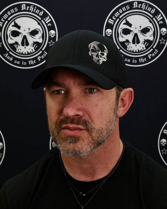 LIMITED EDITION! Medium Two-Tone Skull - Black "Never Fade" Fitted Cap