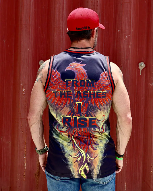 Model wearing jersey with phoenix on it