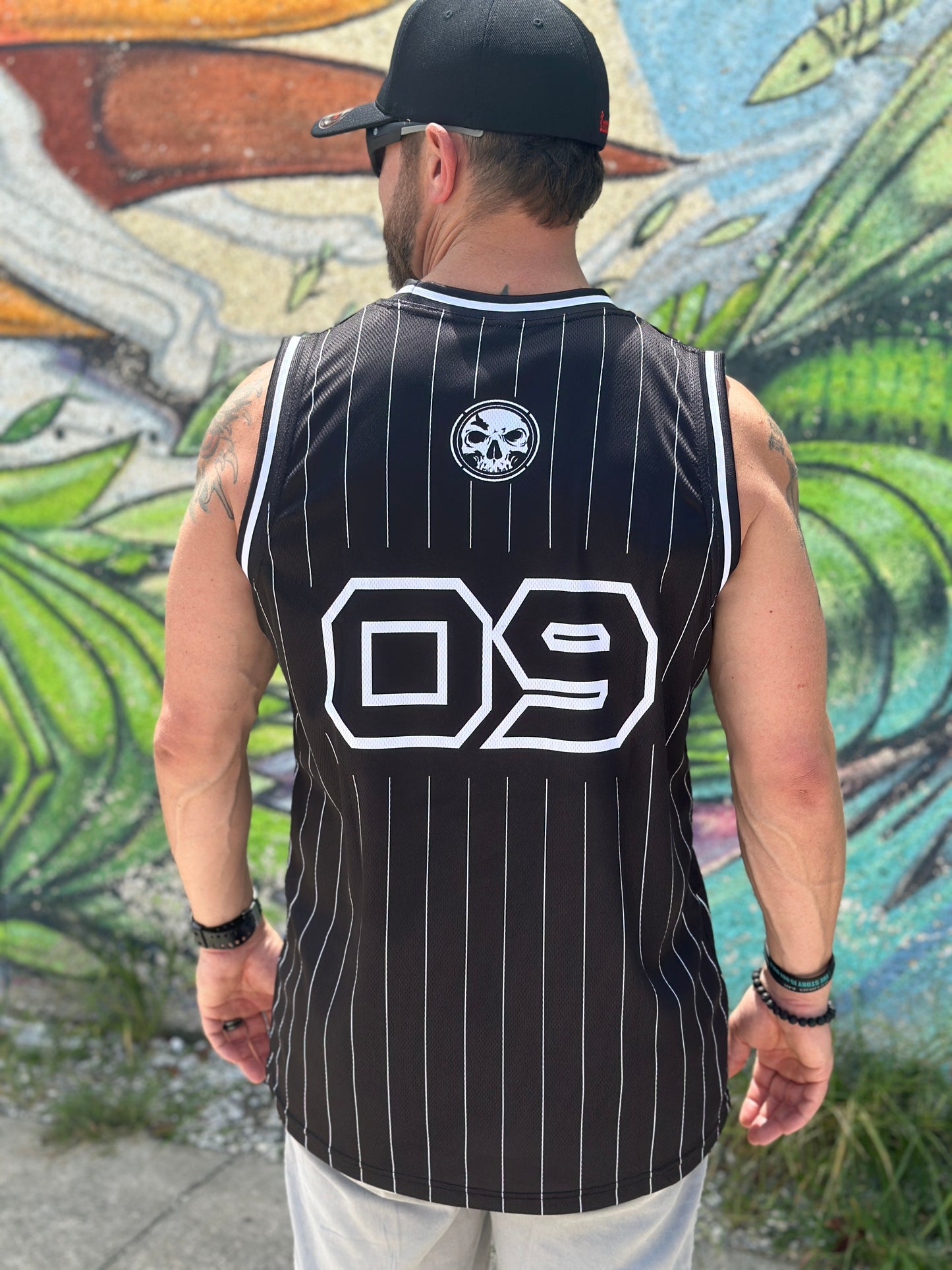 NOW AVAILABLE!  Black "09" Jersey - White Pinstripes