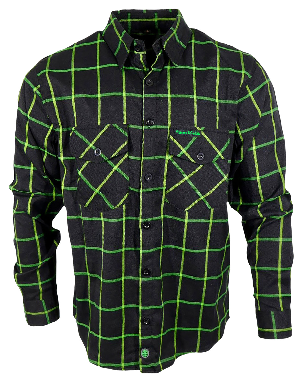 The "Lucky" Black & Green Flannel (Hidden Snap Collars)