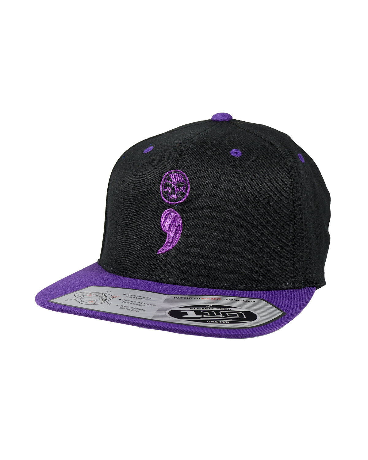 Purple/Black Semicolon Snap Back- Flexfit 110