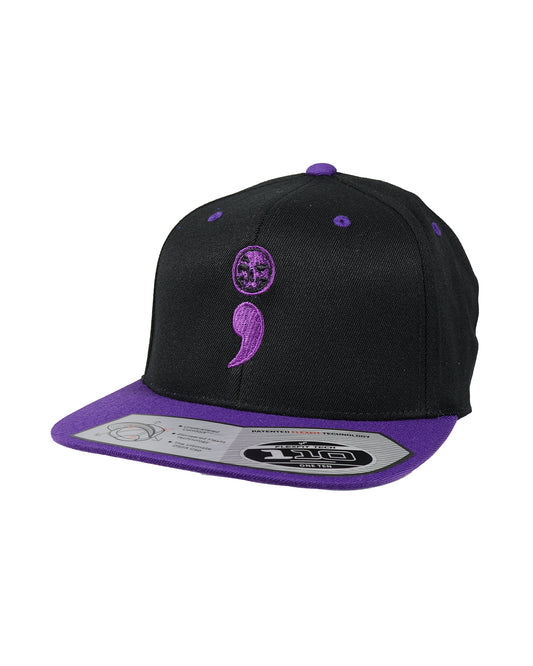 LIMITED EDITION SEPTEMBER! Purple/Black Semicolon Snap Back- Flexfit 110