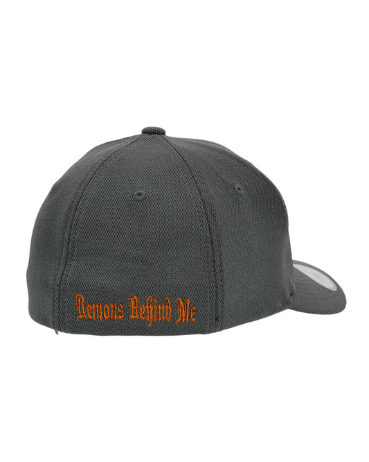 Closeout- Flexfit "Never Fade" Charcoal Hat - Orange Maltese Cross