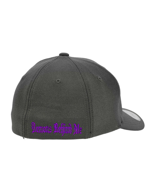 Flexfit "Never Fade" Charcoal Hat - Purple Circle Skull