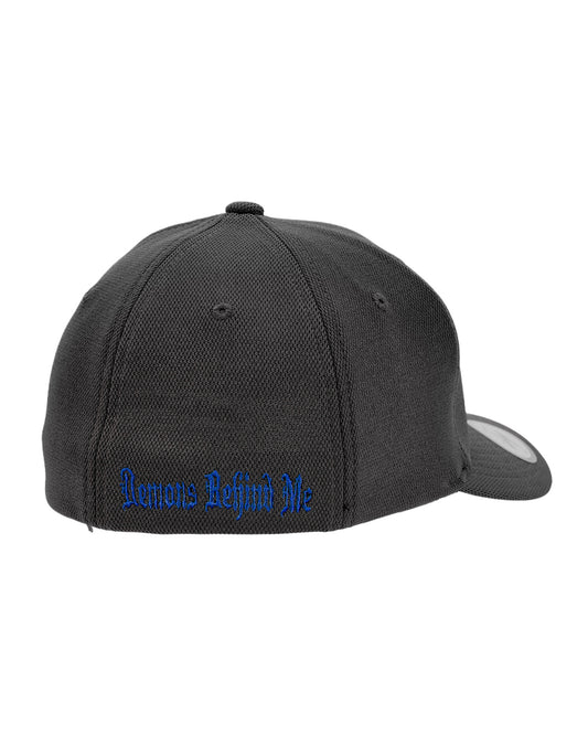 Closeout- Flexfit "Never Fade" Charcoal Hat - Blue Maltese Cross