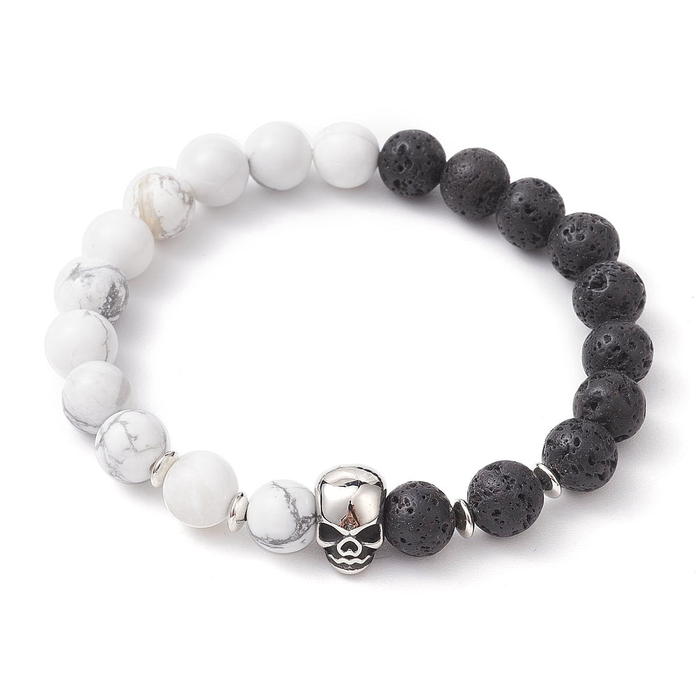 Good vs. Evil - Heavy Beaded Skull Bracelet