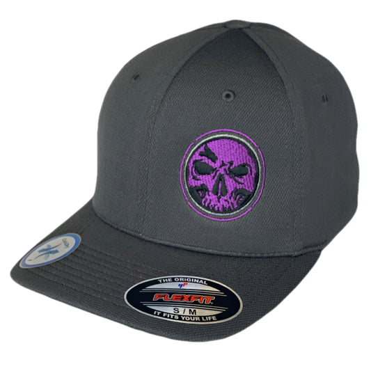 Flexfit "Never Fade" Charcoal Hat - Purple Circle Skull