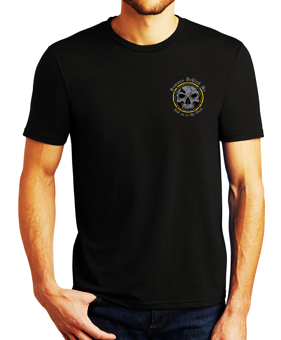 Men's Gold Logo Light-Weight Black T-Shirt – Demons Behind Me ...