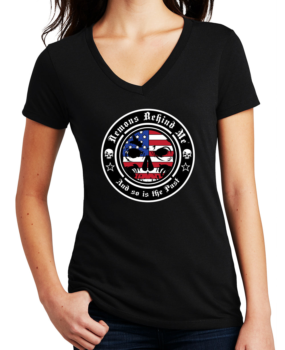 Women's Patriotic Logo Deep V T-Shirt 2.0