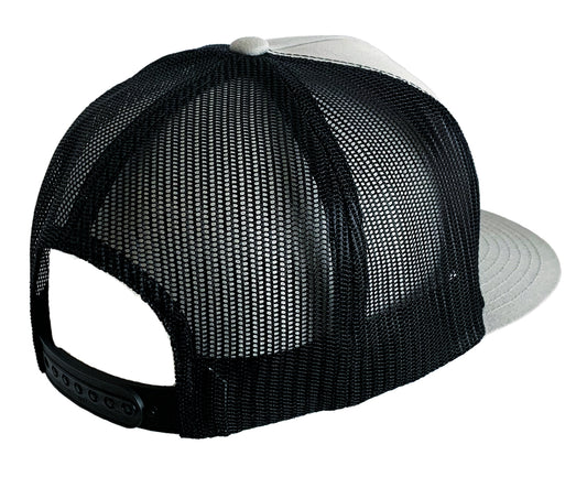 Silver & Black Classic Trucker Cross Patch Hat