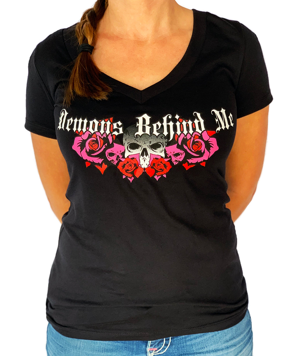 Women's Wings & Roses Deep V T-Shirt