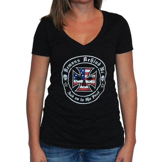 CLOSEOUT -Women's Patriotic Maltese Cross Deep V T-Shirt