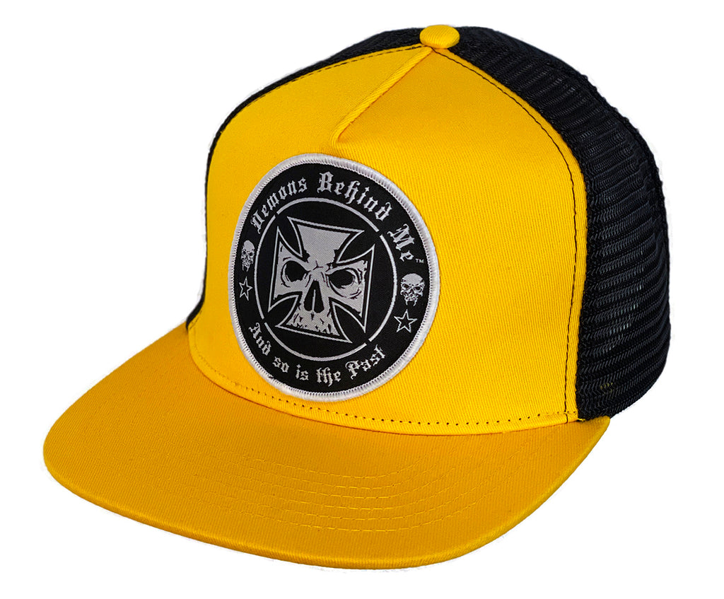 Yellow & Black Classic Trucker Cross Patch Hat