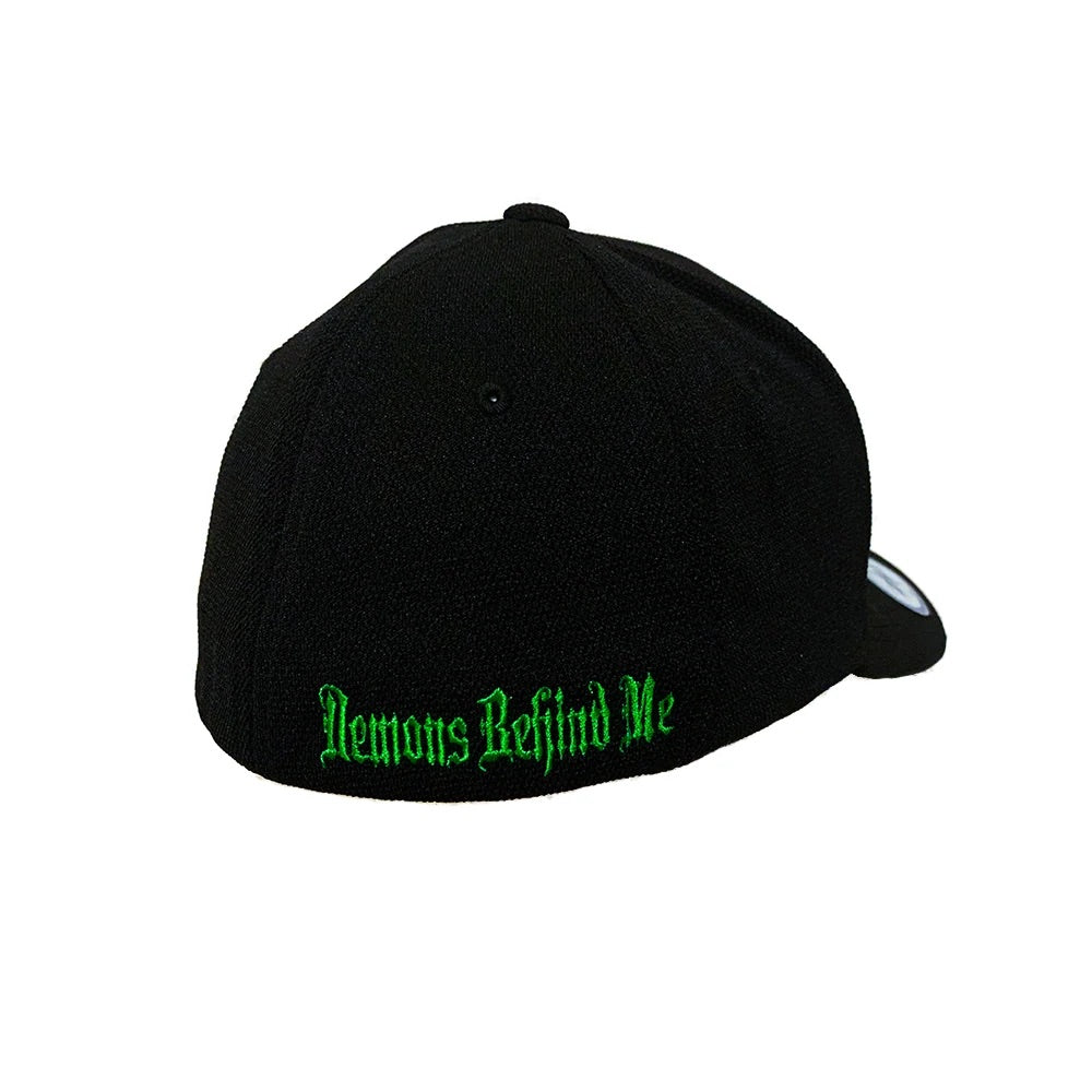 Flexfit "Never Fade" Black Hat - Circle Skull Green Ring